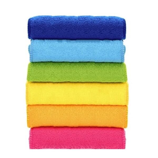 Showstopper Microfiber Cleaning Cloth, 6 Pack Cleaning Rag,Cleaning Towels with 6 Color Assorted(Blue/Parrot Green/Sky Blue/Yellow/Orange/Pink) (30cm X 30cm)