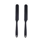 Silicone Jar Spatula Non-Stick Rubber Spatulas Cookware Safe Utensils for Cooking, Mixing, Baking (Black, 2 Piece)