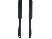 Silicone Jar Spatula Non-Stick Rubber Spatulas Cookware Safe Utensils for Cooking, Mixing, Baking (Black, 2 Piece)