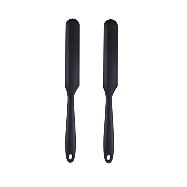 Silicone Jar Spatula Non-Stick Rubber Spatulas Cookware Safe Utensils for Cooking, Mixing, Baking (Black, 2 Piece)