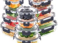 Skroam 12 Pack Glass Food Storage Containers with Lids, Meal Prep, Pantry Kitchen Storage Containers for Lunch, Leak Proof, Airtight Glass Lunch Bento Boxes for Microwave, Oven, Freezer and Dishwasher