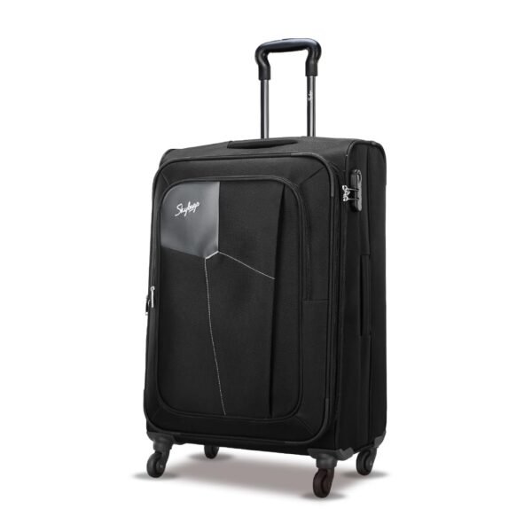 Skybags Medium Polyester Rubik Exp Str 69 Black Soft 4 Spinner Wheels Carry-On Luggage,