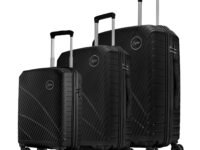 Skybags Streax | Set of 3 (Cabin+Medium+Large) Trolley Bag, 55+66+76 Cm Hardside Luggage | 8 Wheels, Combination Lock | Polypropylene | Suitcase for Travel | 5 Year International Warranty | Black