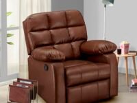 Sleepyhead RX5 - Single Seater Leatherette Manual Recliner with Durable Spring Support | Stylish Upholstery | Snug Fit for Luxurious Comfort (Glossy Sandy Swag) Brown