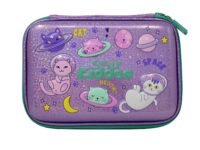 Smily Sparkle Pencil case - Space Kitty (Purple) Birthday Return Gifts | Kids School Supplies | Best Pencil Cases | Kids School Stationery for Boys and Girls | Hardtop Pencil Cases for Boys and Girls