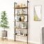 Snazzy Metal 5-Shelf Modern Bookcase Open Wall Mount Ladder Bookshelf For Living Room, Bedroom, Home Office, Beige