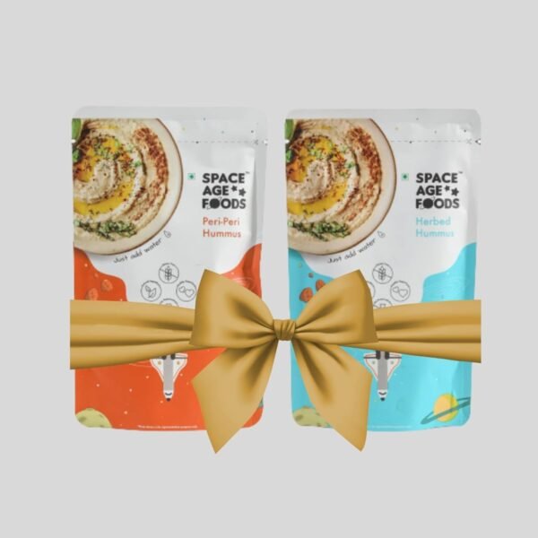 Space Age Foods | Peri Peri & Herbed Hummus Powder | Instant Healthy Dip Mix | Pack of 2 - Each Pack Makes 250g Creamy Hummus (75g Dry each) | 3-4 Servings Per Pack | High Protein & Vegan Friendly | No Preservatives, Additives, Artificial Colours or Fillers | Authentic Mediterranean Flavour | Ready in 1 Minute – Just Add Water & Mix | Perfect with Snacks, Wraps, Salads & More