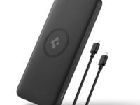Spigen 2 in1 10000 mAh Wireless Charging Power Bank with USB-A | USB-C 20W Fast Charging, Included Type-C to C Cable, Lithium Polymer - Black