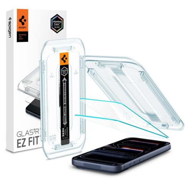 Spigen EZ Fit Tempered Glass Screen Protector Guard For iPhone 17/17 Pro / 16 Pro [2 Pack]