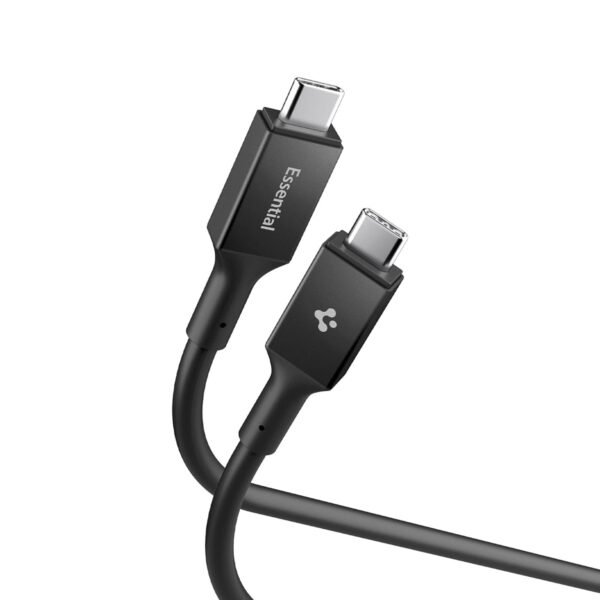 Spigen USB-C to USB-C Cable 240W, USB4 & Thunderbolt 4/3, 40Gbps[Dual Display : 8K Single/4K Dual][E-Marker Chip] Compatible with Galaxy, iPhone, iPad, Wearable, TWS Devices - 1.2M, Black