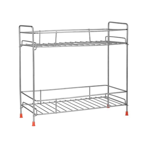 Stainless Steel 2-Tier Kitchen Rack and Organizer Spice Rack for Kitchen, Container Organizer, Utensils Dishes Spices Jar Holder Cup Glass, Dish Rack, 2 Layer Rack