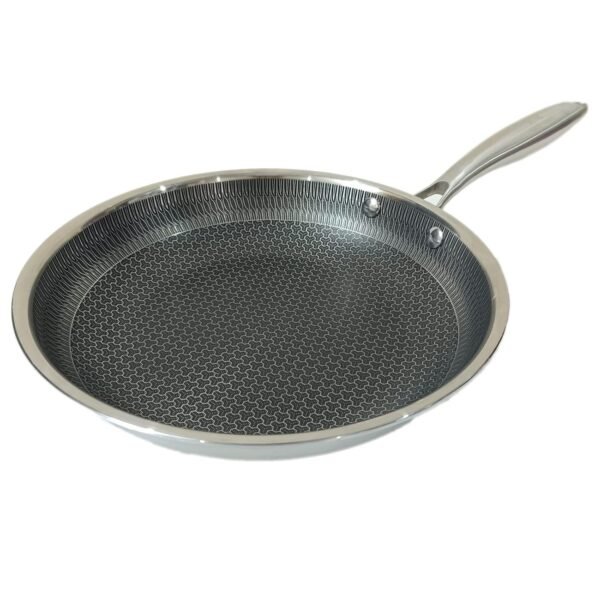 Stainless Steel Honeycomb Frying Pan 26 CM | Non-Stick Scratch Resistant Fry with Stay-Cool Handle Non-Toxic, Induction, Dishwasher & Oven Safe Cookware