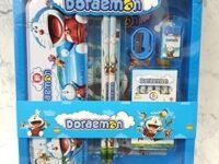 Stationary Kit Set for School Kids, Pencil Pen Scale Eraser Sharpener and Crayons Set for Birthday Return Gift (Multicolor) (Doremon-Stationery-01)