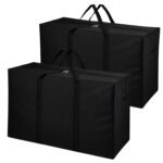 Storite 2 Pack Heavy Duty 1680 Denier Nylon 158 L Multi-Purpose Moisture Proof Extra Large Toys/Stationery Paper/Blankets/Clothes Storage Bag/Moving Bags (Black, 86x34x54 cm) Rectangular