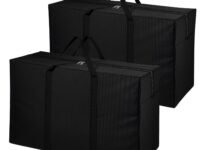 Storite 2 Pack Heavy Duty 1680 Denier Nylon 158 L Multi-Purpose Moisture Proof Extra Large Toys/Stationery Paper/Blankets/Clothes Storage Bag/Moving Bags (Black, 86x34x54 cm) Rectangular