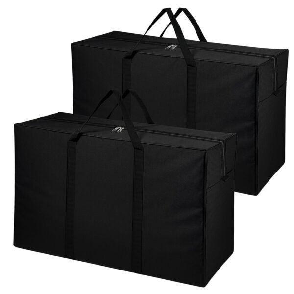 Storite 2 Pack Heavy Duty 1680 Denier Nylon 158 L Multi-Purpose Moisture Proof Extra Large Toys/Stationery Paper/Blankets/Clothes Storage Bag/Moving Bags (Black, 86x34x54 cm) Rectangular