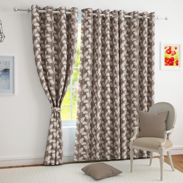 Story@Home Window Curtains 5 Feet Long Set of 1 | Room Darkening Curtain | Floral Printed | Thermal Insulated Curtain for Living Room | (116 X 152 Cm, Brown) | Perfect for Home Decor