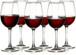 Stylish Curve Red & White Wine Glass, Brandy Glass 310 ML Set of 6 Elegant Barware Glasses for Champagne Water, Juice, Beer, Cocktails and Mix Drinks Unique Long Champ Glasses
