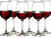 Stylish Curve Red & White Wine Glass, Brandy Glass 310 ML Set of 6 Elegant Barware Glasses for Champagne Water, Juice, Beer, Cocktails and Mix Drinks Unique Long Champ Glasses