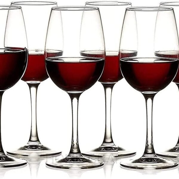 Stylish Curve Red & White Wine Glass, Brandy Glass 310 ML Set of 6 Elegant Barware Glasses for Champagne Water, Juice, Beer, Cocktails and Mix Drinks Unique Long Champ Glasses