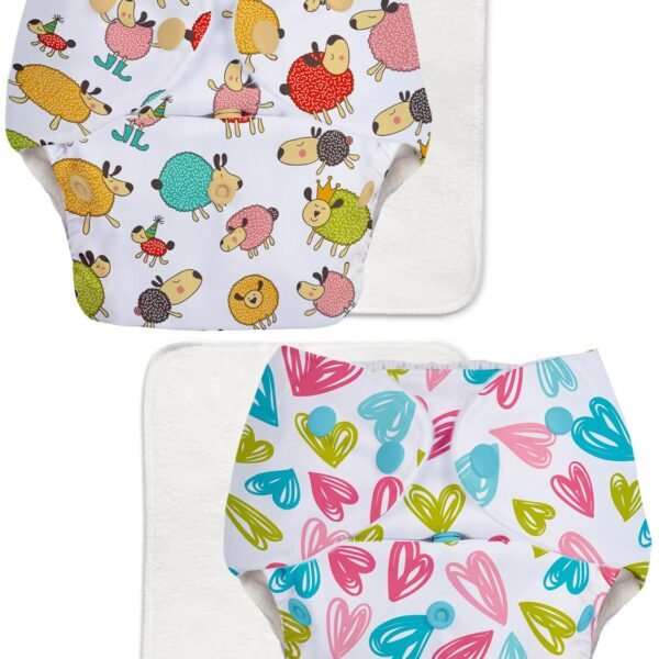 Superbottoms Basic Leakage-proof advanced cloth diapers for babies, High Absorbent 2 reusable diaper and 2 insert pad Combo Pack washable cloth diaper 3M -3Years Adjustable