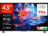 TCL 108 cm (43 inches) Metallic Bezel Less Series 4K Ultra HD Smart LED Google TV 43V6C (Black)