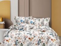 THE HOME STYLE Cotton Feel Glace Cotton Elastic Fitted All Around Printed Queen Size Double Bed Bedsheet wih 2 Pillow Cover (60"x78", Florenza)