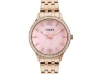 TIMEX Analog Watch for Women Available in Green, Pink, Blue Dial & Gold Stainless Steel Bracelet Band - Water Resistant Wrist Watches