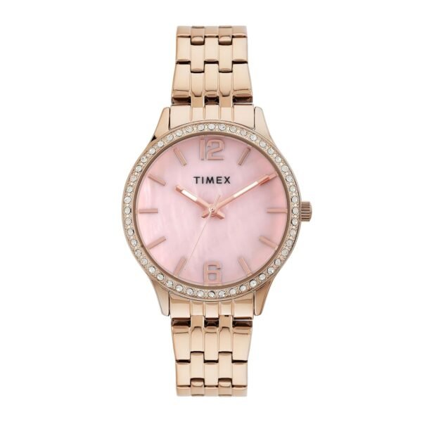 TIMEX Analog Watch for Women Available in Green, Pink, Blue Dial & Gold Stainless Steel Bracelet Band - Water Resistant Wrist Watches