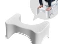 Techhark® Perfect Posture Plastic Squat Potty Step Stool for Western Toilet Scientific Angle, Anti-Slip, Anti-Constipation, 19 cm Height (White)