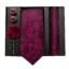 Tie for Men – Micro Silk Neck Ties Set with Cufflinks Flower Pin, Pocket Square & Black Gift Box, Combo Necktie Sets for Office Wear, Formal Suits & Weddings (Maroon, 214silver)