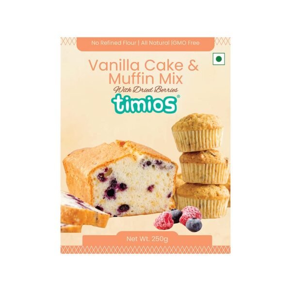 Timios Vanilla Cake & Muffin Mix | Made with Organic Grains and Jaggery| Eggless & No Maida, 250g