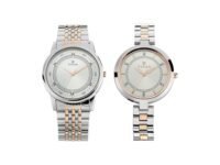 Titan Bandhan Quartz Analog Silver Dial Two Toned Silver and Rose Gold Stainless Steel Strap Watch for Couple - NT17732603KM01