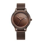 Titan Purple Glam It Up Quartz Analog with Date Brown Dial Brown Stainless Steel Strap Watch for Women - NT2634QM01
