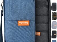 Trajectory Fabric Travel Passport and Card Holder and Wallet Organiser Case for Daily Use and International Trip for Men and Women in Blue