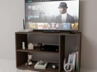 Tv Cabinet for Living Room Engineered Wood TV Entertainment Unit Set Top Box Tv Stand Table/TV Cabinet with Shelves for Books & Dcor Display Unit Bed Living Room Upto (Walnut)