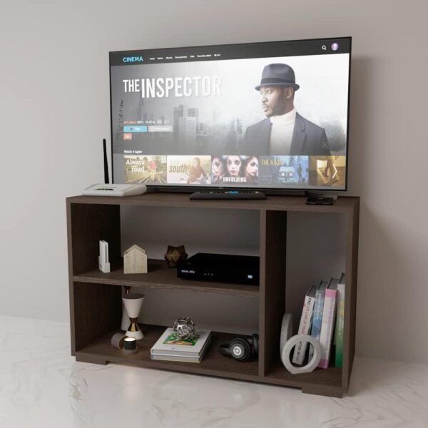 Tv Cabinet for Living Room Engineered Wood TV Entertainment Unit Set Top Box Tv Stand Table/TV Cabinet with Shelves for Books & Dcor Display Unit Bed Living Room Upto (Walnut)