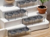 UGAOO rust proof metal plant stand for balcony, flower pots, indoor & outdoor plants, living room decor, gamla stand (Rectangle stand - Set of 4, Metallic Black)