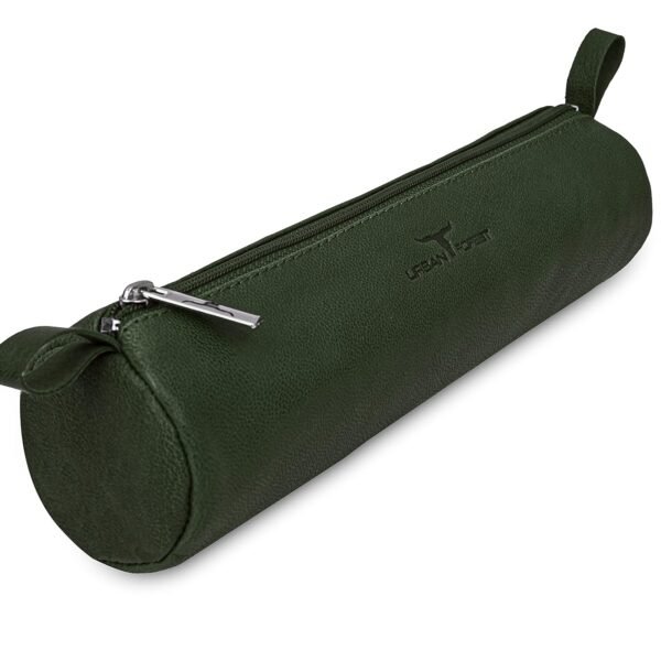 URBAN FOREST Leather Toby Green Casual Pencil Pouch | Utility Pouch | Pencil Case | Makeup Toiletry Bag | Pencil Box For Boys