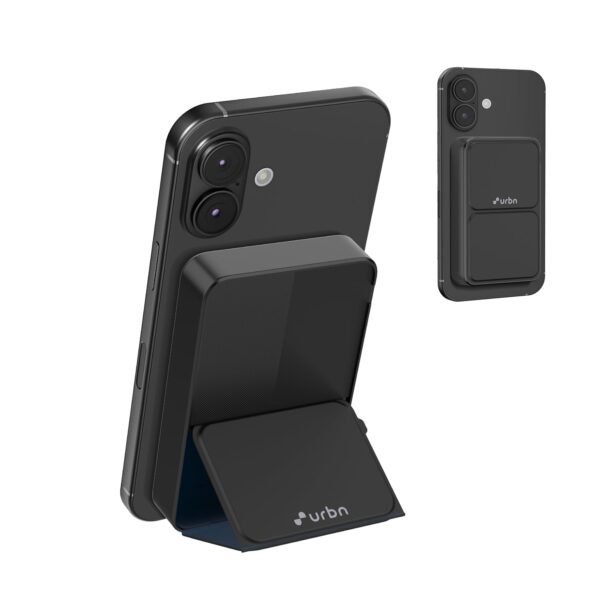 URBN 10000 Mah Stand Magsafe Power Bank with Stand | 15W Fast Wireless Charging |Strong Magnetic Hold | USB Type-C Input/Output | Pass Through Charging | Magtag Ring Included | (Black) -USB Type C