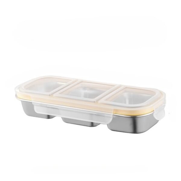 UniKart Stainless Steel Lunch Box 3 Compartment | 600ml Leak Proof Bento Box | Airtight Silicone Seal, Dishwasher Safe 304 Steel Slim Portable Tiffin | Office School Storage Container (Natural)