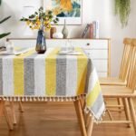 Urban Space Sicilia Table Linen Collection - Premium Water & Stain Resistant Dining Table Cover for 4 Seater, Anti Skid Table Cloth for Center Table (Vertical Yellow, 52" x 72")