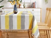Urban Space Sicilia Table Linen Collection - Premium Water & Stain Resistant Dining Table Cover for 4 Seater, Anti Skid Table Cloth for Center Table (Vertical Yellow, 52" x 72")