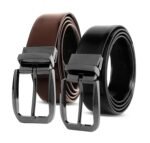 VOGARD Reversible Men’s Belt | Formal & Casual Synthetic Leather | Rotating Buckle | Adjustable Cut-to-Fit | Dress, Office, Jeans Belt
