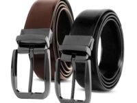 VOGARD Reversible Men’s Belt | Formal & Casual Synthetic Leather | Rotating Buckle | Adjustable Cut-to-Fit | Dress, Office, Jeans Belt