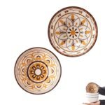 VSPARKEX™ Set of 2 Printed Ceramic Soup Bowls with Traditional Floral Design | Microwave & Dishwasher Safe | Serving Bowl Set for Kitchen & Dining