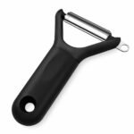 Vegetable and fruit peeler, stainless steel sharp blade, potato, apple, carrot, cucumber peeler for kitchen, heavy duty ergonomic handle, dishwasher safe (Matt Finish - Black) 1 Year Warranty