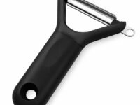 Vegetable and fruit peeler, stainless steel sharp blade, potato, apple, carrot, cucumber peeler for kitchen, heavy duty ergonomic handle, dishwasher safe (Matt Finish - Black) 1 Year Warranty