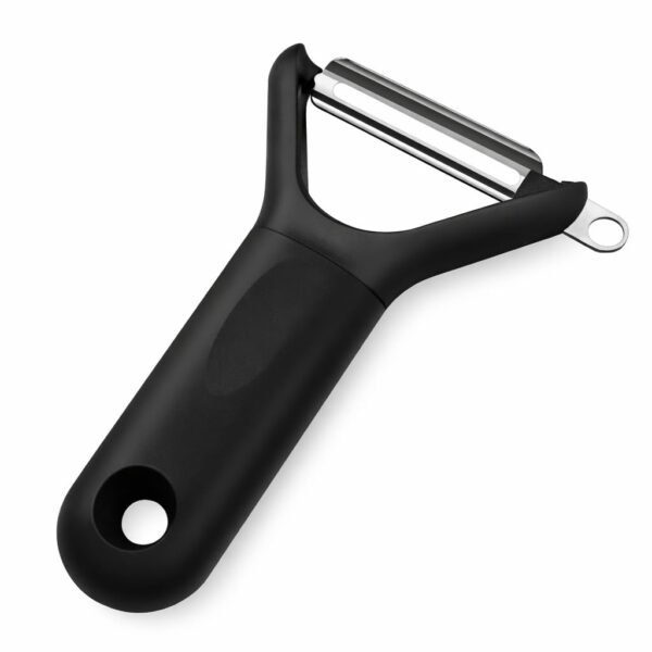 Vegetable and fruit peeler, stainless steel sharp blade, potato, apple, carrot, cucumber peeler for kitchen, heavy duty ergonomic handle, dishwasher safe (Matt Finish - Black) 1 Year Warranty