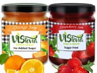 Vistevia Sugar Free Strawberry and Orange Jam, Diabetic and Keto Friendly - Sweetened Naturally with Stevia- Tastes Delicious - Pack of 2 (220 * 2 GM)